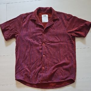 OAC Men's Burgundy Striped Casual Shirt